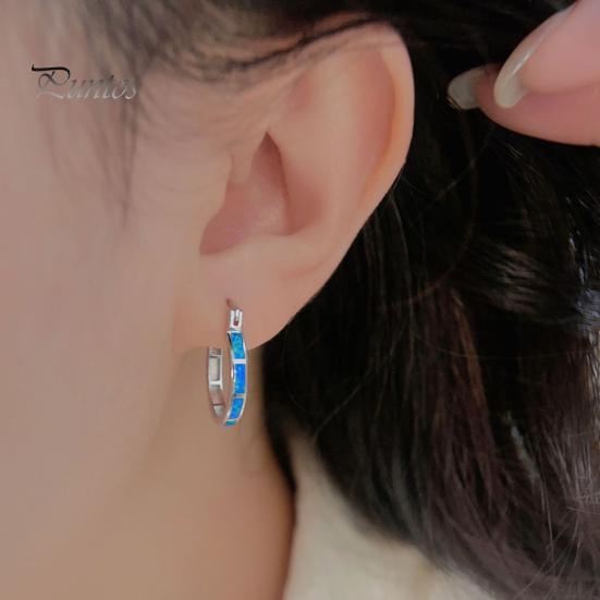 1 Paio Orecchini a Cerchio da Donna Pietra di Luna Sintetica Geometrici Forma Rotonda Cerchio Lega Leggera Liscia Regalo di Compleanno Anniversario San Valentino Gioielli per Orecchie