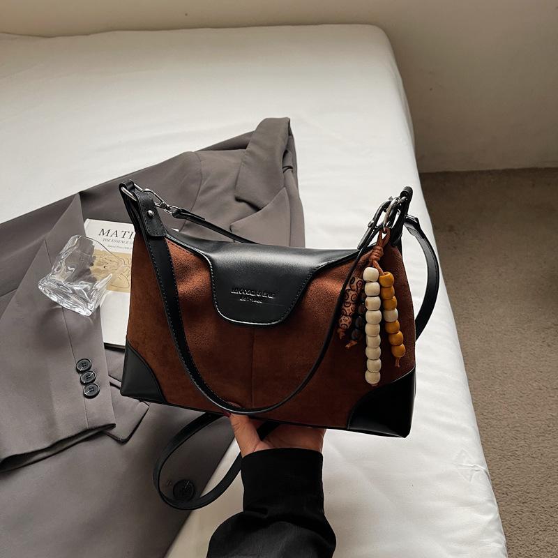Casual Contrasting Colors Niche Maillard Commuter Bag New Versatile Women's Messenger Bag Retro Shoulder Armpit Bag