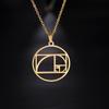 Titanium Steel Geometric Pendant Necklace Hollow Line Square Round Half Heart Minimalist Design