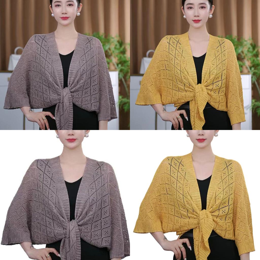 Fashionable Openwork Knit Poncho Essential Summer Accessory Shoulder Wrap Women Shawl for Various Occasion
