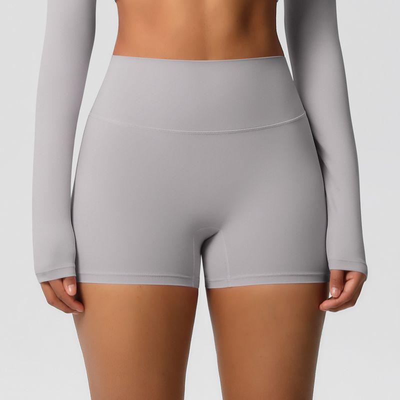 

New Arrival Pure Color Double-Sided Sanding High Waist Skinny Hip Raise Yoga Shorts Women s Fitness Exercise Shorts Quick-Drying Belly Contracting