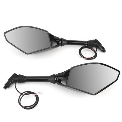 2pcs Motorcycle LED Turn Lights Side Rearview Mirrors 10mm 0.4in Thread Fit for HondaBlack
