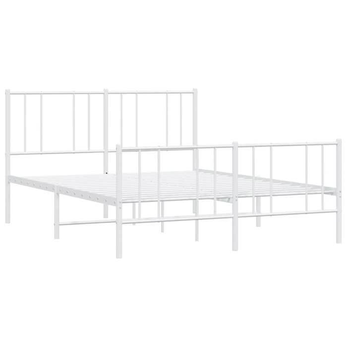 VidaXL Metal Bed Frame with Headboard-Footboard White 140x190cm 352547