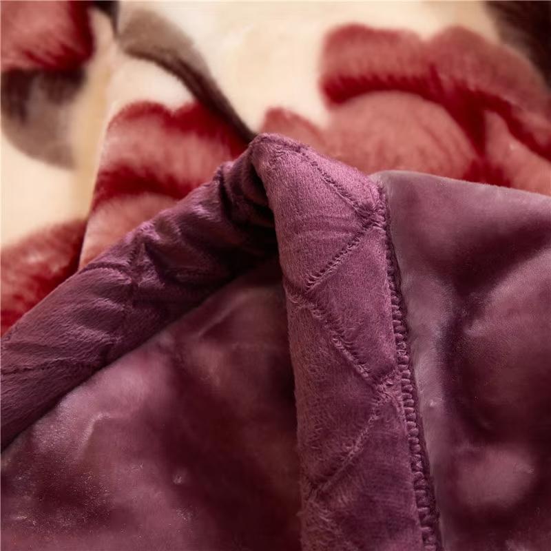 Winter Quilt Thick Warm Fluffy Blankets Super Soft Raschel Stitch Double Layer Winter Mink Throw Fat Quilts Double Size Blanket