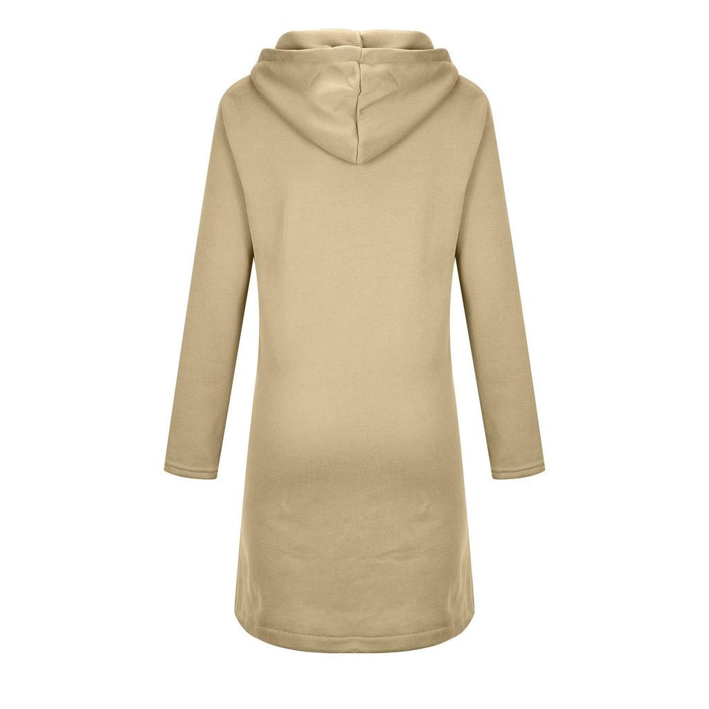 Women's Fall And Winter Casual Sweatshirt Medium Long Solid Color Hooded Sweatshirt