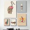 Vintage Cartoon Surfing Animals Surfing Sloth Frog Racoon Zebra Poster HD Posters Room Bar Cafe Decor Art Wall Painting Picture