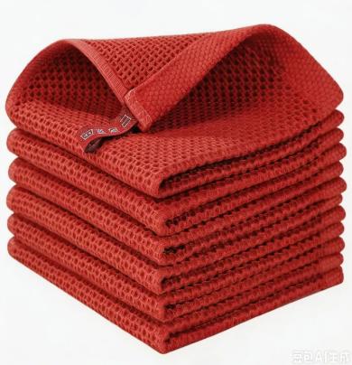 3 Pack Cotton Kitchen Towels, Dark Red, 34 73, No Hooks