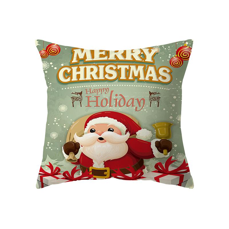 Merry Christmas Cute Santa Claus Print Pattern Cushion Cover Home Living Room Sofa Decoration Square Pillow Pillow Cover