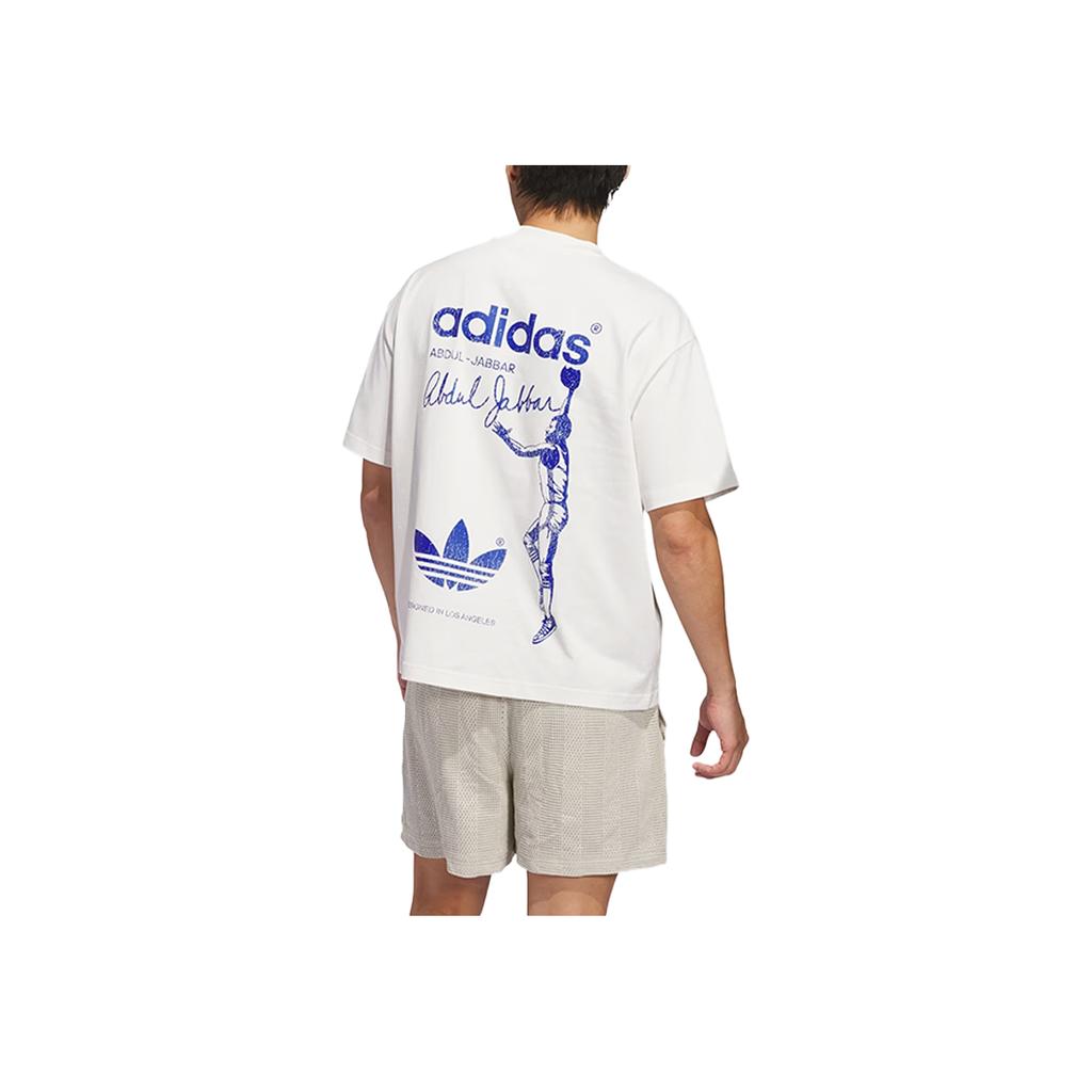 Adidas Originals Kareem Skyhook Classic Retro Loose Comfortable Short Sleeve T-Shirt Unisex Tops Cloud-White JD5192