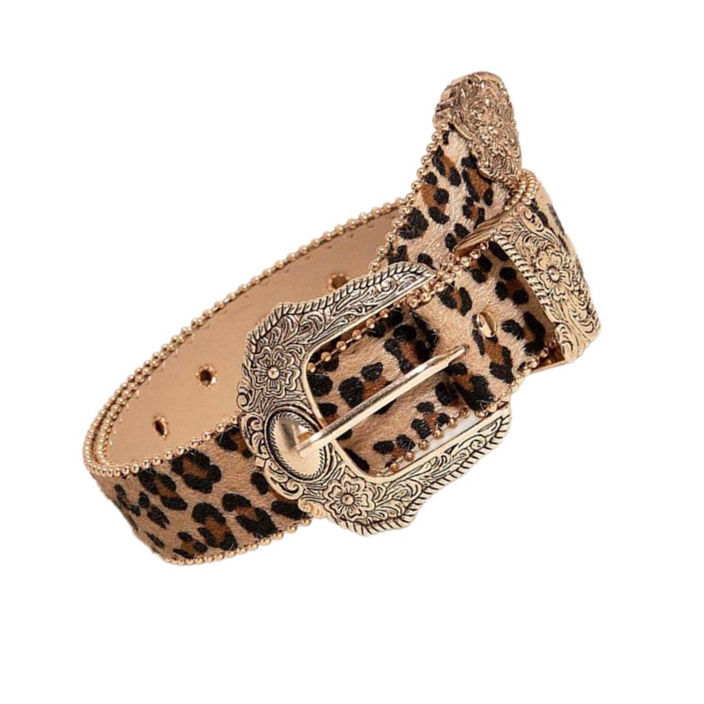 Leopard Belt for Jeans Skirt Bead Trim Velvet Belt Subculture Pants Belt Y2K Women Belt Clothing Waist Decoration