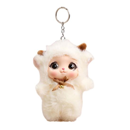 Plush Doll Keychain Cute Vinyl Face Doll Collectible Toy Soft Fluffy Bag Charm for Wallet Backpack Accessory