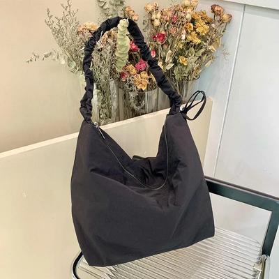 New Fashion Leisure Sports Canvas Pleated Style Lazy Crossbody Bag Solid Color Versatile Large Capacity Cloud Bag
