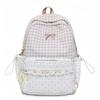 Sweet Polka Dot Backpack Plaid Student School Bag Fashion Lace Trim Rucksack  Outdoor Use