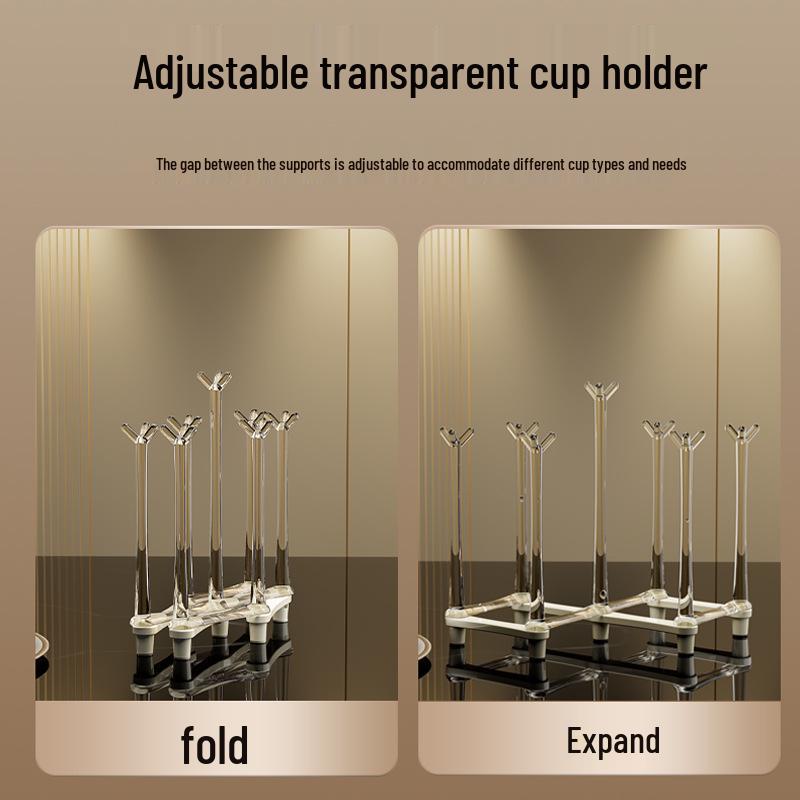 Plastic Cup Holder and Draining Stand for Coffee, Tea, and Water Cups - Home Organizer and Storage Shelf