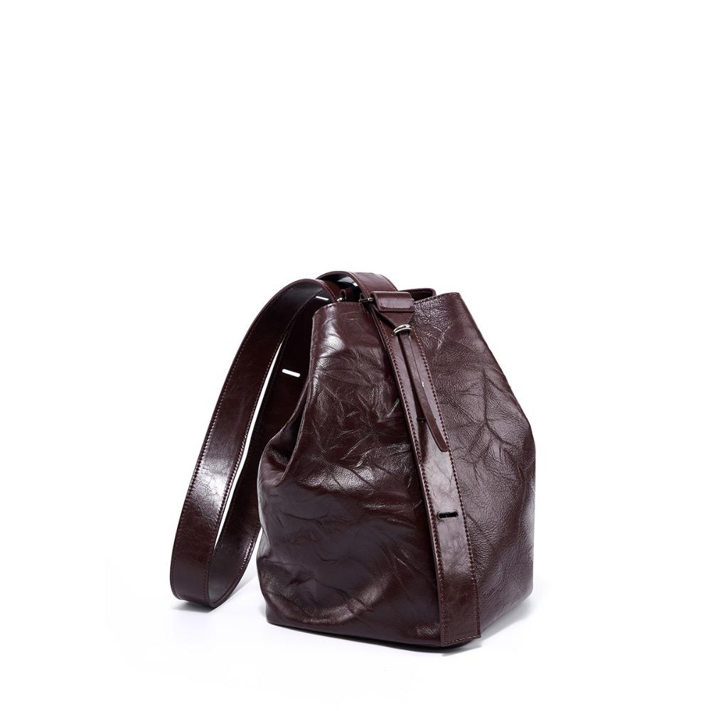 

Женская сумка из коровьей кожи, сумка-ведро премиум-класса, сумка-мессенджер из натуральной кожи, плиссированная сумка Lazy Wind