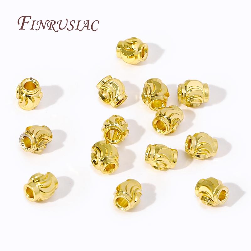 Lantern Shape Spacer Beads 18K Real Gold Plated Beads Separator Accessories For Bracelets DIY Jewelry Making Supplies