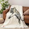 White Tiger Art Throw Blanket Chinese Zodiac Design for Living Room Decor Gift for Him OrientalStyle