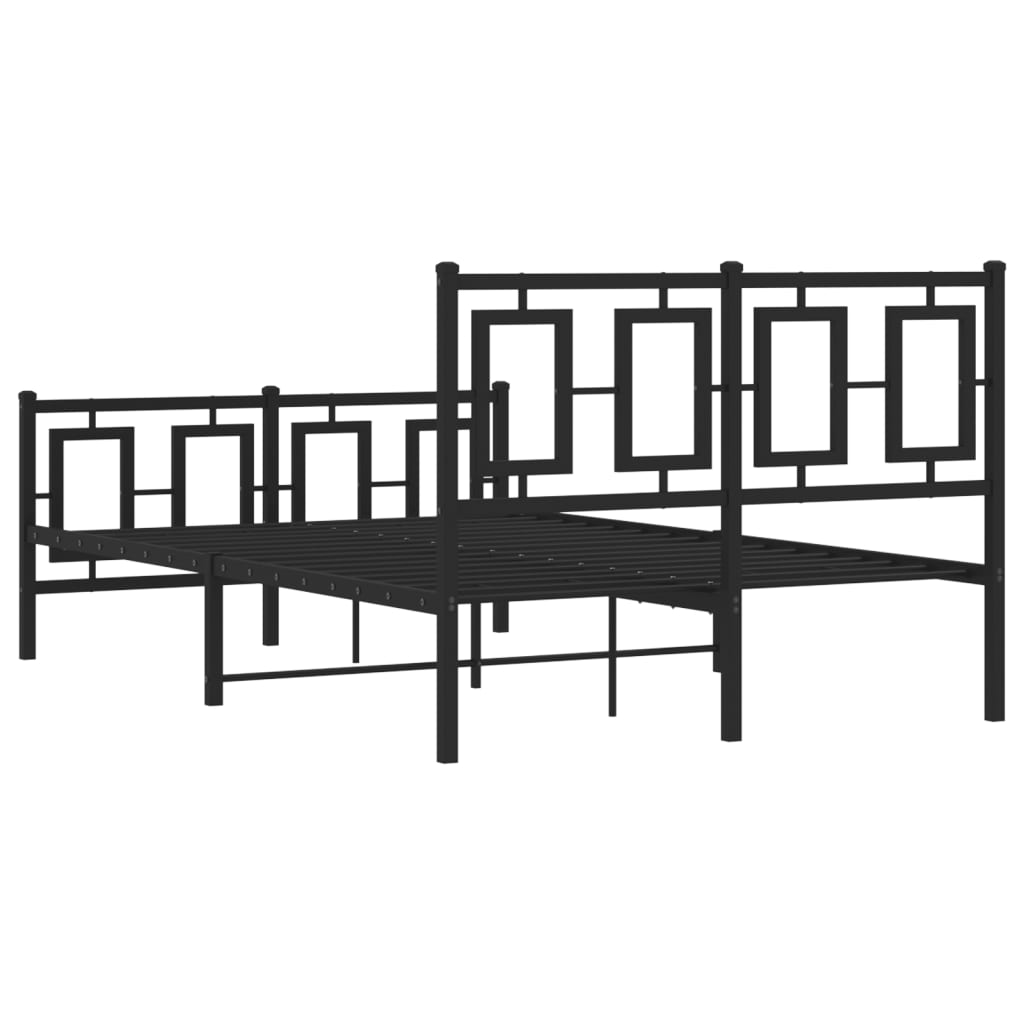 Metal Bed Frame with Headboard and Footboard Black 120x190 Cm