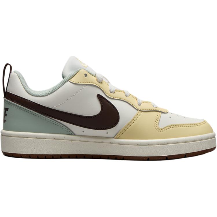 New Nike Court Borough Anti Slip Wear Resistant Low Top Kids' Skateboarding Shoes White Yellow HV1804-121