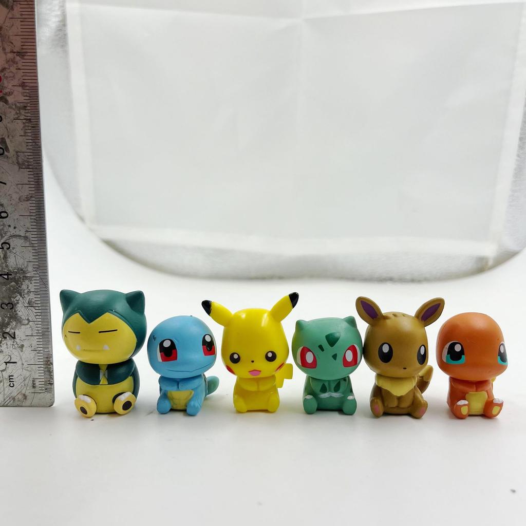 1Set/6pcs Gashapon Toys Pikachu Espeon Charmander Eevee Snorlax Jolteon Flareon Cute Figure Clip Action Model Toys 3cm