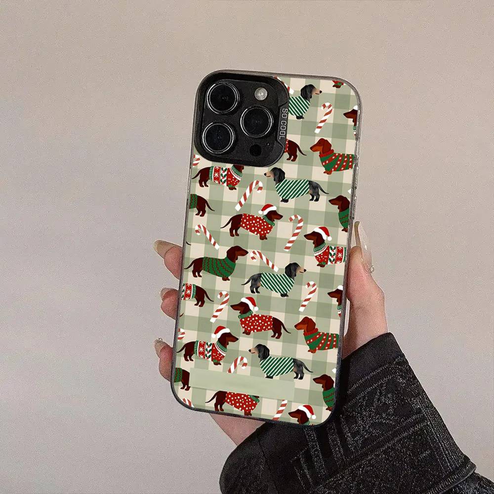 Dackel Hunde Handyhülle Für IPhone 17 16 15 14 13 12 11 XS XR X Pro Max Plus Farbige Silberbeschichtete Hülle