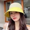 Solid Color Women's Straw Hat UV Protection Fisherman Cap Casual Sun Protection Cap  Beach