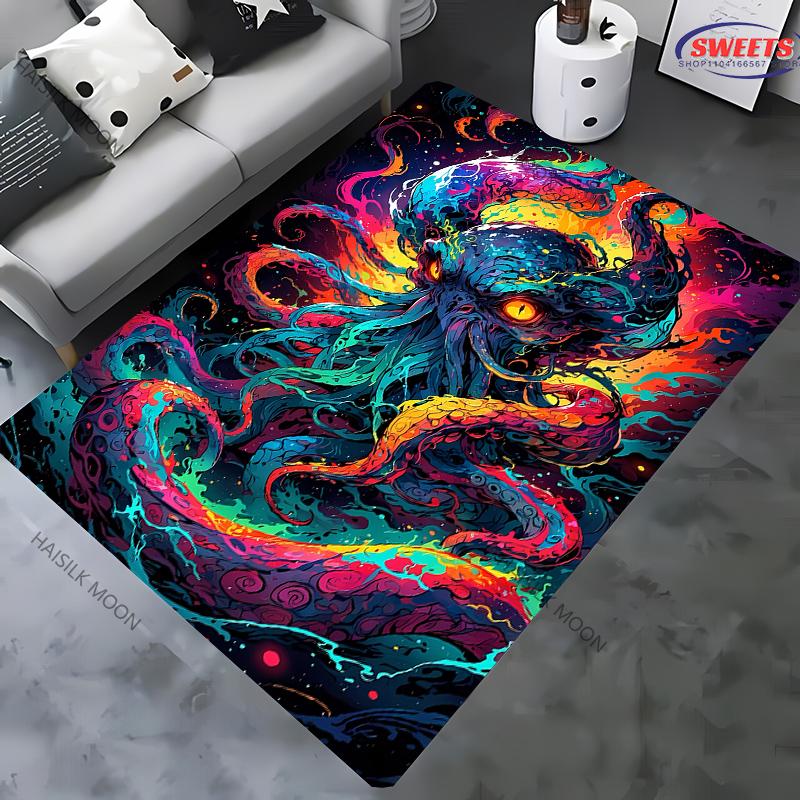 Octopus Theme Printed Rug for Living Room Large Area Decorate Carpet Non-slip Sofa Mat Modern Home Fashion Floor Mats