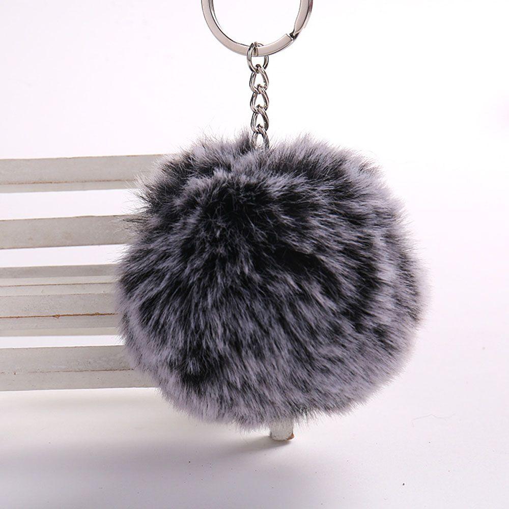 For Woman Simple DIY Pompom Fluffy Fur Bag Pendant Key Ring Keychains Key Chain Fashion Accessories