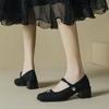 Square head word with Mary Jane single shoes women's Velcro thick heel professional commuter work shoes fashion single shoes women