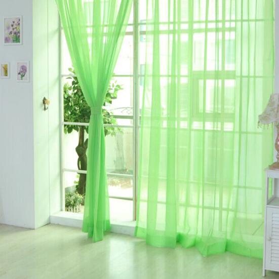 Solid Color Tulle Voile Door Window Curtain Drape Panel Sheer
