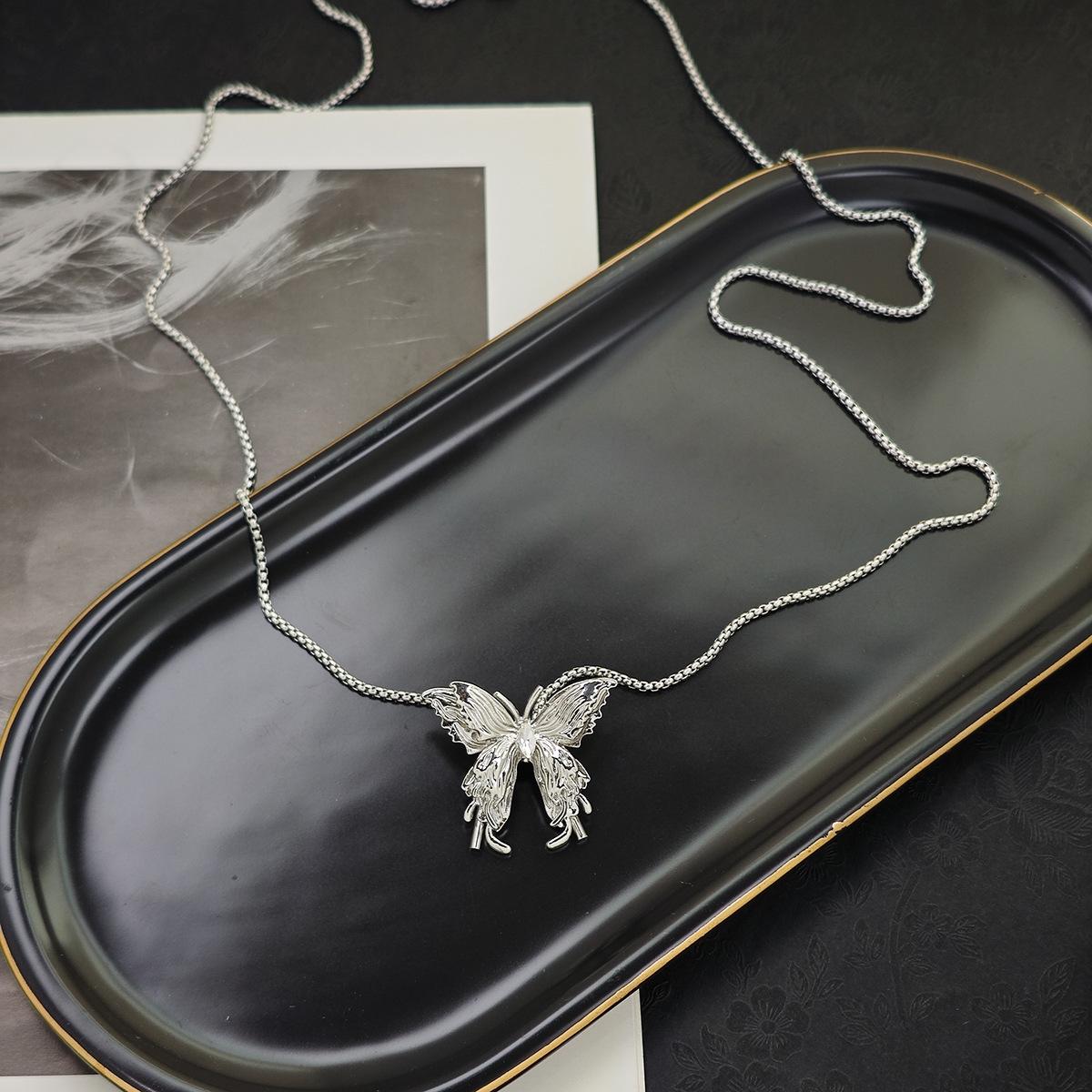Wheat Ear Tassel Butterfly Necklace - Light Luxury Style