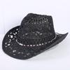 Popular European and American Classic Hollow Western Cowboy Hat Men's and Women's Fashion Vacation Breathable Sunshade Straw Hat