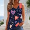 Women Plus Size Sleeveless V Neck Tank Top Vibrant Rainbow Heart Balloon Star Colorful Print Casual Top