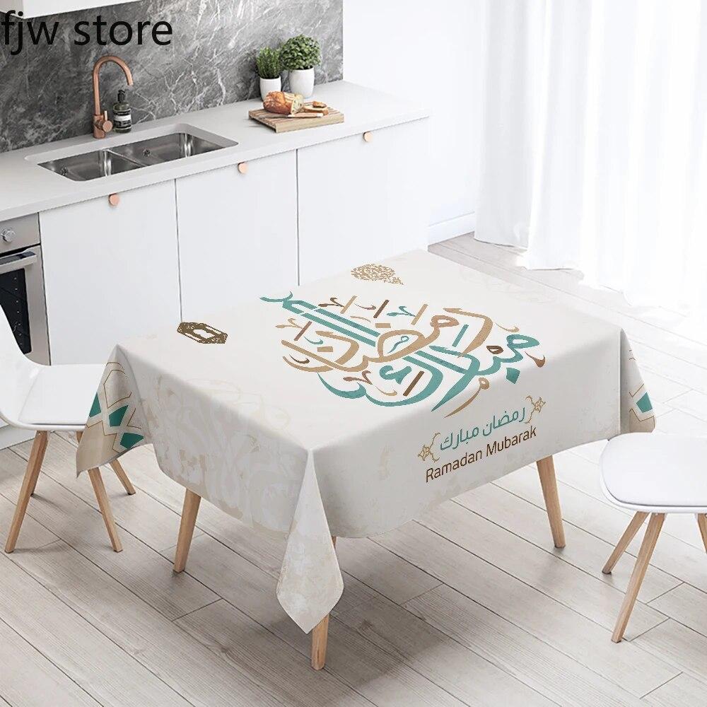 Ramadan Kareem Decorative Tablecloth Islamic Muslim Mosque Ramadan Mubarak Decorative Tablecloth Home Decoration Anti-fouling