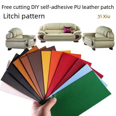 Parche de Reparación de Cuero con Patrón de Lichi Pequeño de 23 Colores Yixiu para Sofás y Ropa, Rectangular y Cortable