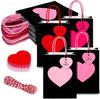 10pcs Heart Printed Kraft Paper Bag Valentine Gift Pouch Party Hand Carrier Portable Romantic Decorative Wrapping Shopping Pouch