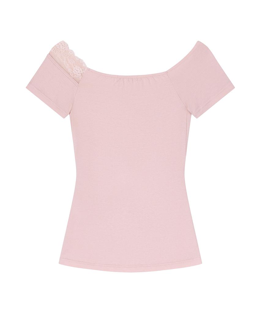 ILLIO Pink Lace Off-Shoulder Top