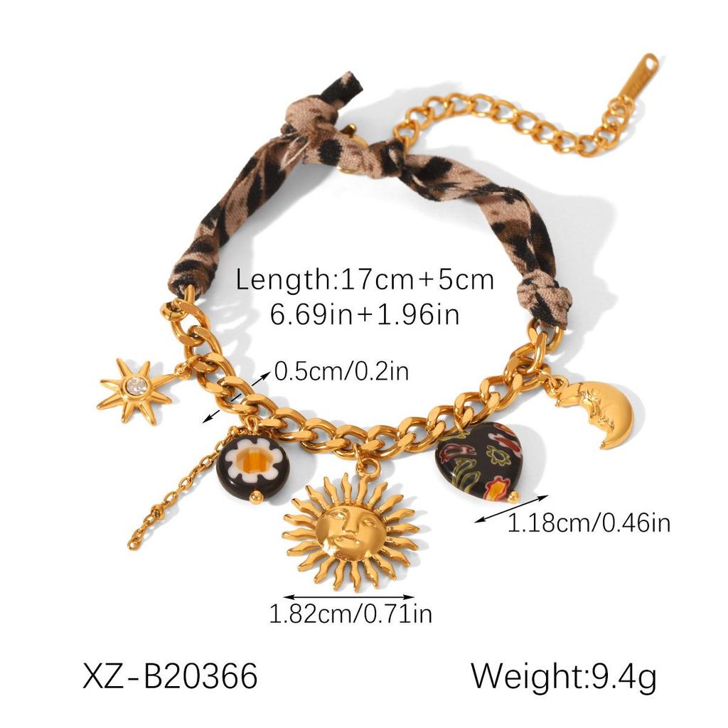 Women's Luxury Leopard Print Silk Scarf & Non-Fading Titanium Steel Bracelet