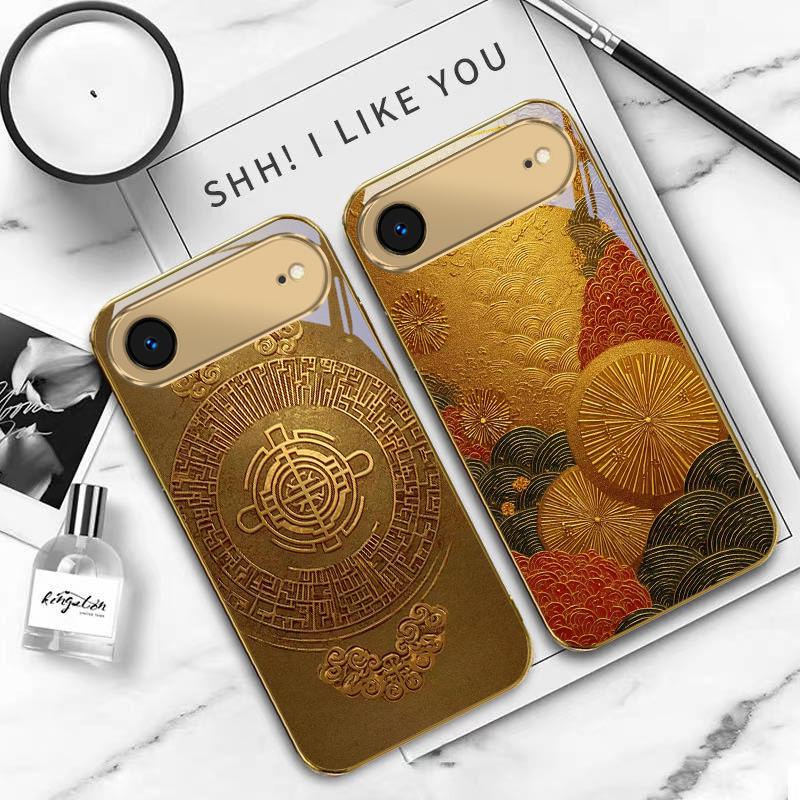 The Auspicious Meaning For IPhone 17Pro Max 16 17 Pro 15 P Ro 14 13 Plus 12 Mini 11Pro Max XR 16E 17 Air Golden Glass Phone Case