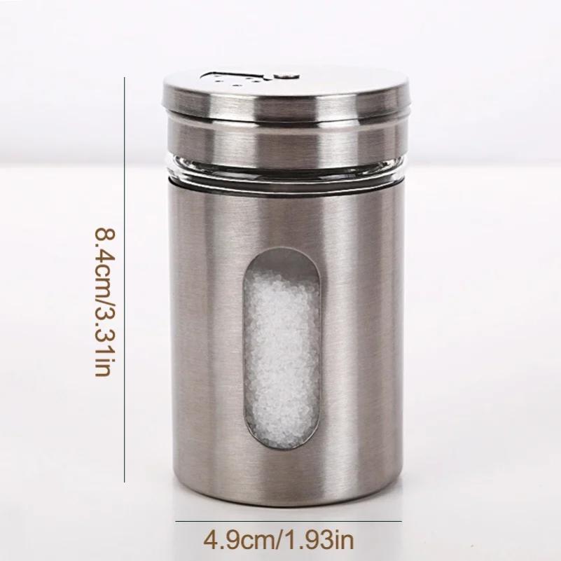 Stainless Steel Spice Shaker Seasoning Cans Rotate Camping Barbecue Jars Spice Storage Box Salt Sugar Pepper Storage Bottle