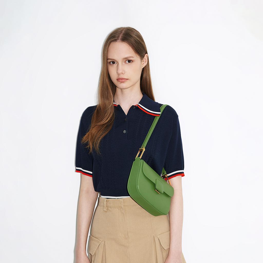 New CHARLES&KEITH PU Versatile Charles & Keith Bag Shoulder Bag Medium Size Women's Beige Green/Orange/Pink CK2-20270818