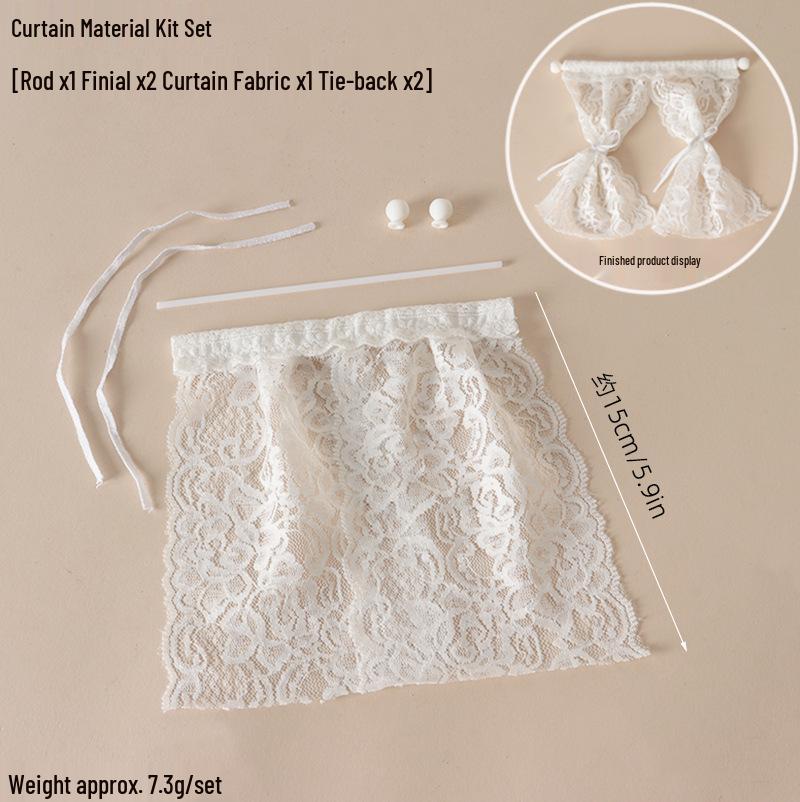 BJD Miniature Dollhouse Door Curtain - Lace Cotton Props