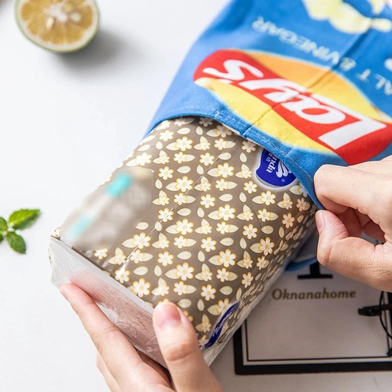 Creative Potato Chip Packaging Bag Style Tissue Box Living Room Facial Tissue Bags Car Cute Paper Box Household Napkin Paper Box