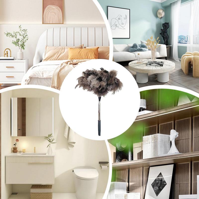 Electrostatic Feather Duster with Long Handle for Window Baseboard Vent Furniture Appliance Blind Cobweb Removal Fan Dusting