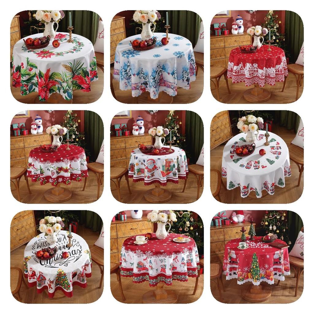 Față de masă rotundă mare de Crăciun Xmas Sărbători Față de masă Pânză Decor Case