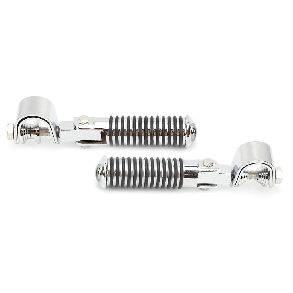 Pair of Motorcycle Foot Pegs Clamp Footrest Mount for 1in Engine Crash Bar Guard Argent