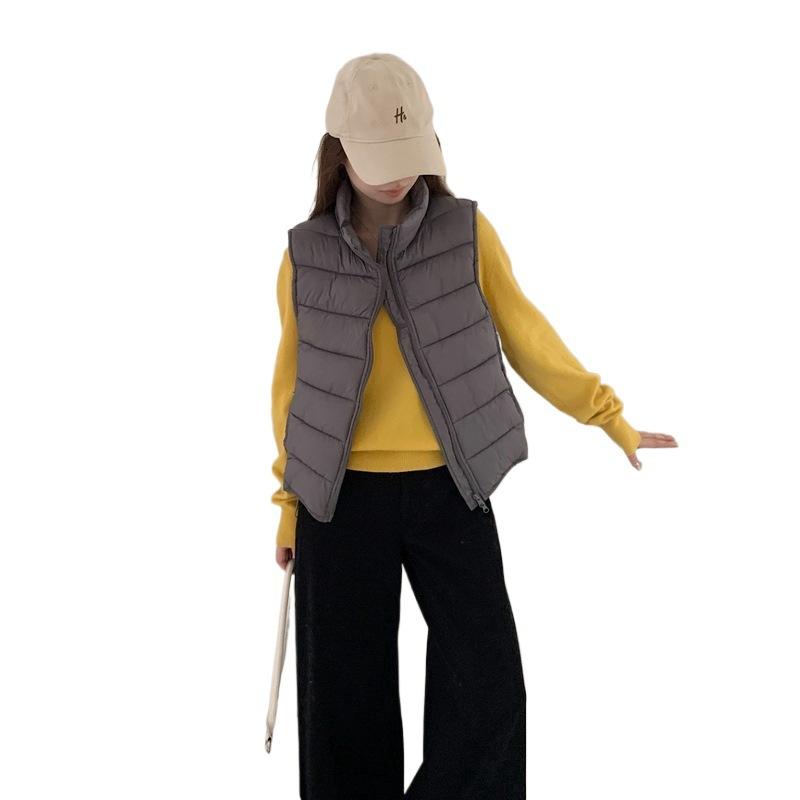 Autumn and winter ribs vest sleeveless vest down cotton light and loose warm women's black rice white