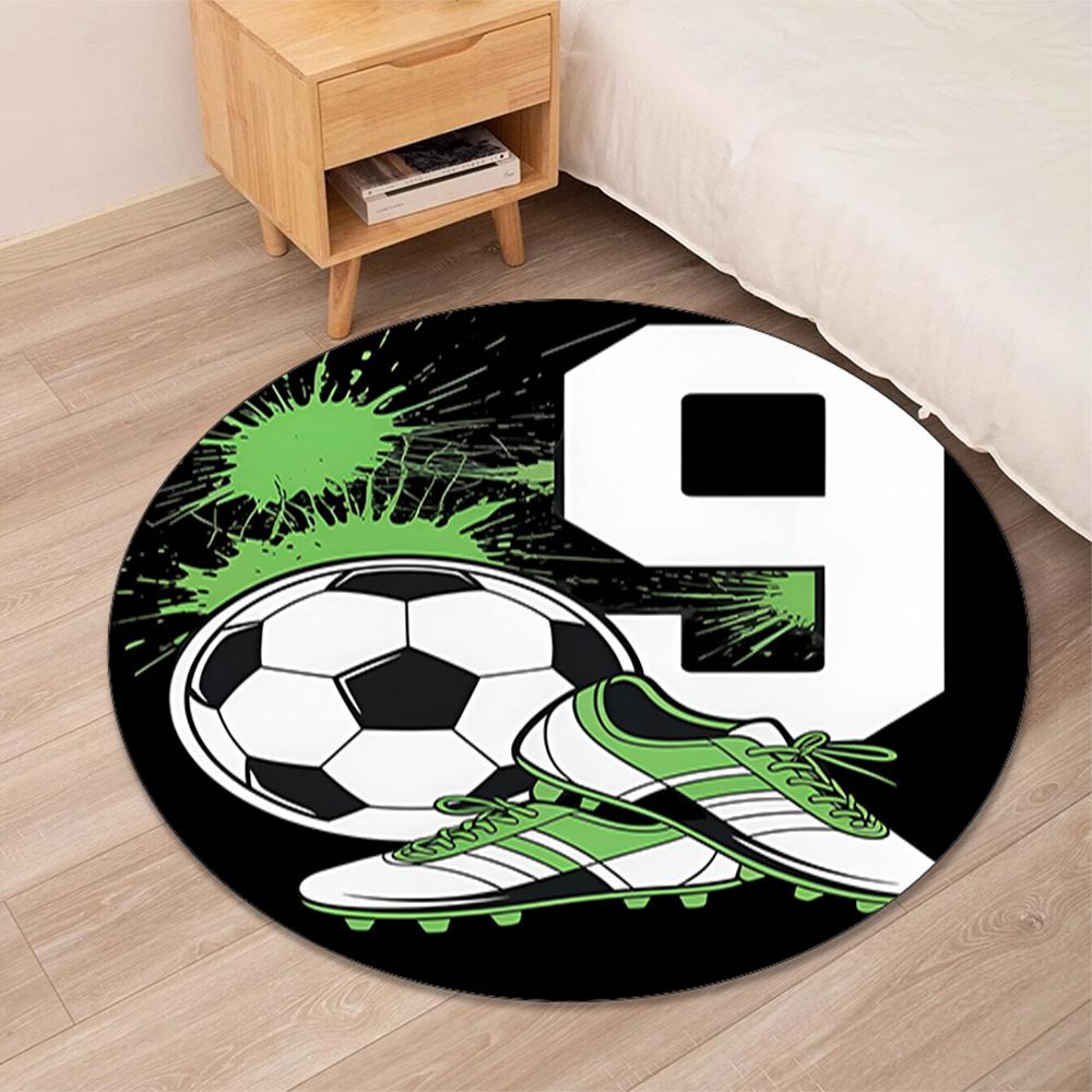 Fußball bedruckter runder Teppich Teppich Stuhlteppich Läufer Eingang Fußmatten, für Bürostuhl Wohnzimmer Schlafzimmer Küche.