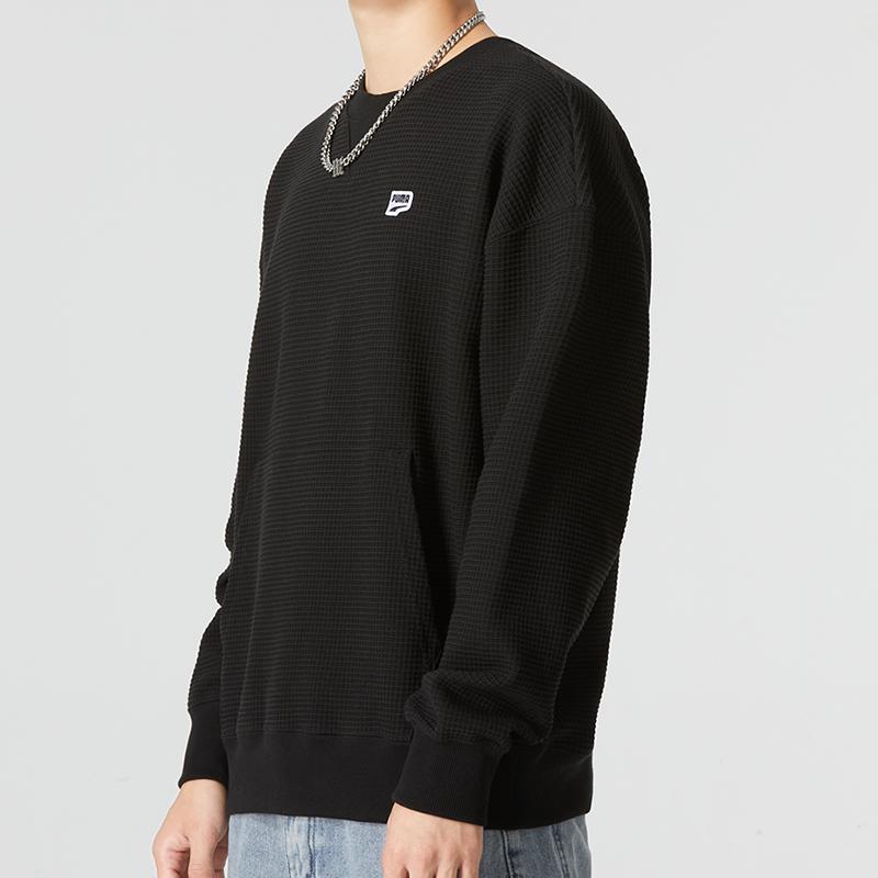 PUMA Downtown Series Pocket Solid Color Sport Casual Pullover Hoodie Men Tops Black 537730-01