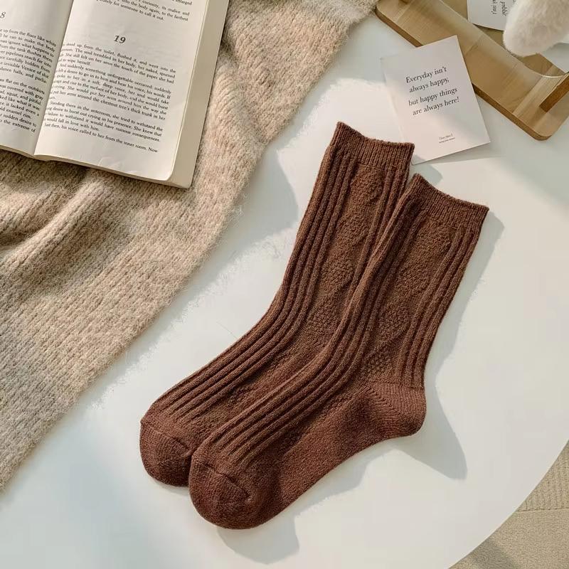 2025 1/3pairs New Cashmere Wool Socks Women's Winter Thicken Warm Black White Pack Set Thermal Japanese Fashion Solid Color